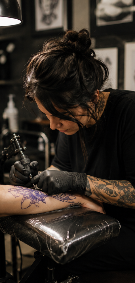 Tattoo artist at work